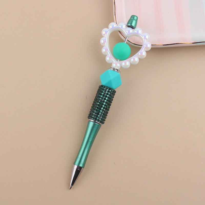 Wholesale  Diamond plastic love beaded pen  ballpoint pen color plastic pen