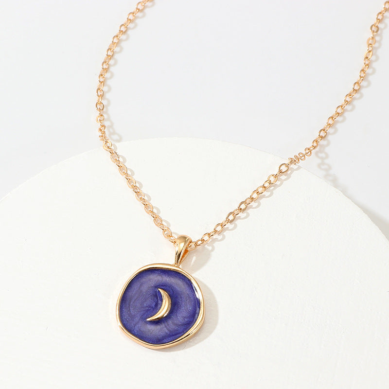 Wholesale  alloy Dream star love moon pendant personality drop oil fashion clavicle chain