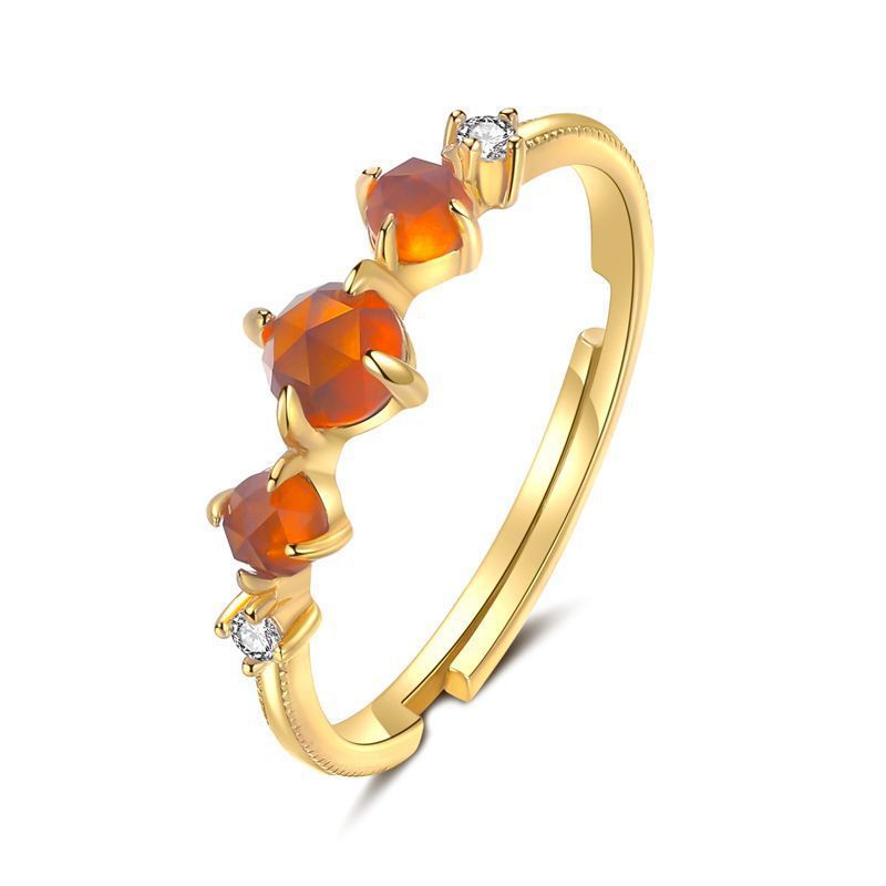 Wholesale Orange Garnet Ring Vintage Adjustable Rings ACC-RS-ZuoYou001