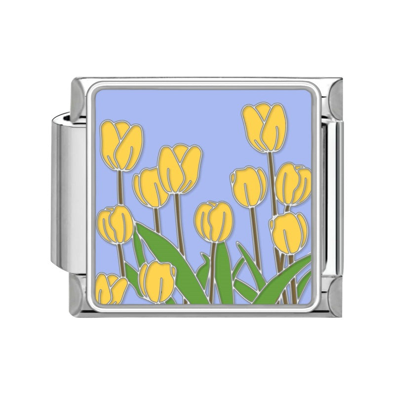 Wholesale Flower Module DIY Bracelet Set Italian Creative Design Stainless Steel Jewelry for Boutique Resale