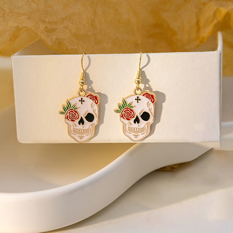 Wholesale Halloween Rose Skull Earrings ACC-ES-MDD046
