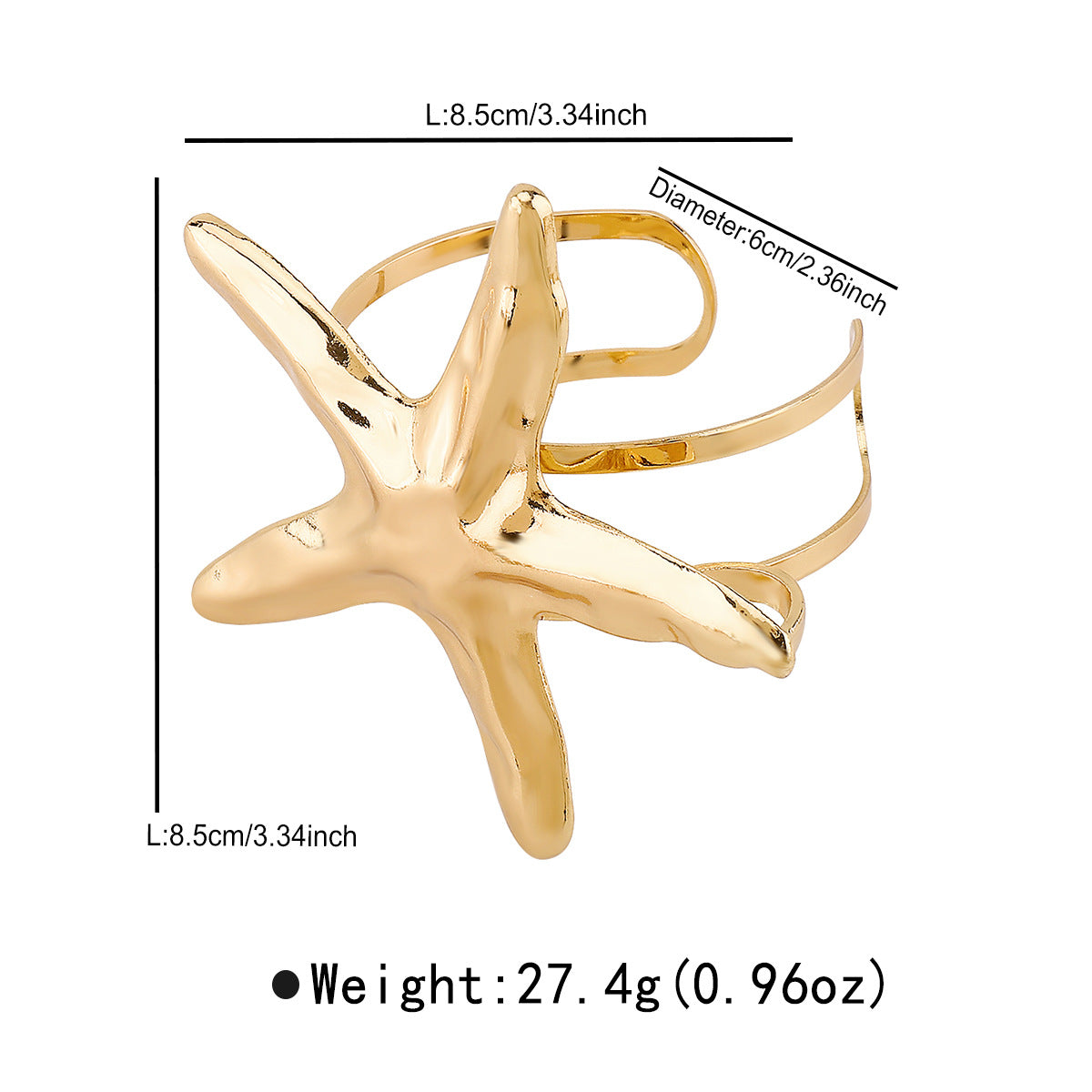 Wholesale  Fashion Personality Design Starfish Conch Open Bracelet