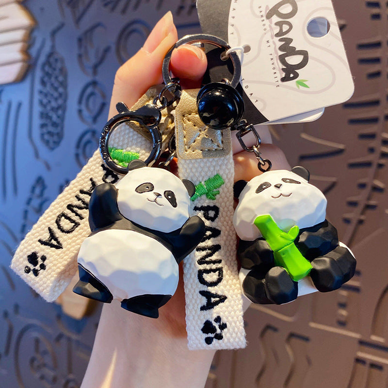 Wholesale Resin Wood Carving Style Panda Keychains ACC-KC-HangLi008