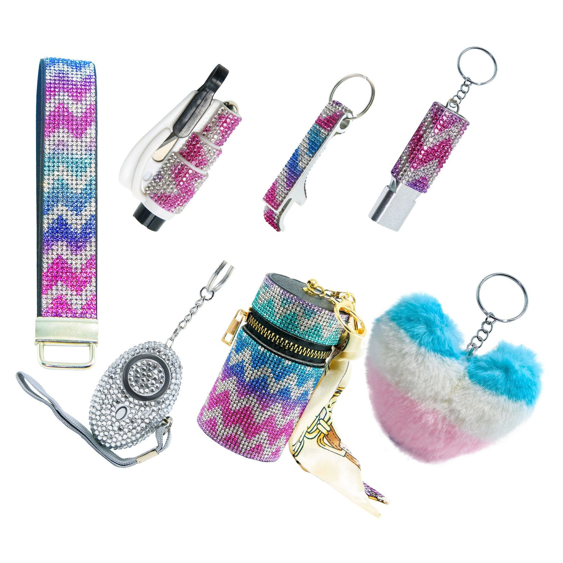 Wholesale  Colorful Outdoor DIY Keychain 7-piece Set Jewelry Accessories Keychain
