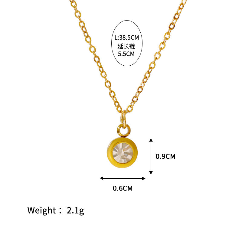 Wholesale Stainless steel December birthday stone color zircon pendant necklace