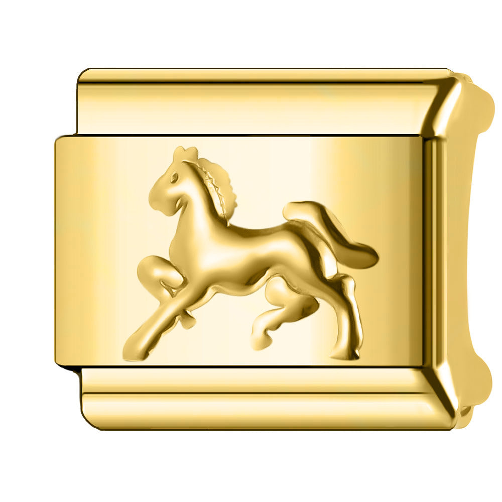 Wholesale Italian Charm Bracelet 9mm DIY Splicing Gold Plated Series Stainless Steel Composable Bracelet