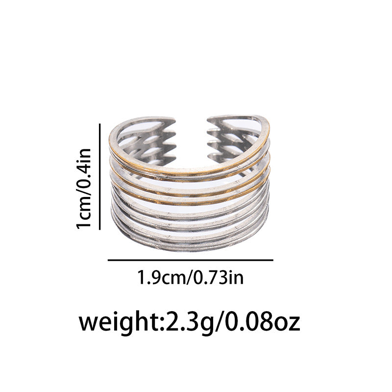 Wholesale Titanium Steel Open Ring Retro Palace Style Fashion Vacation Jewelry Accessory