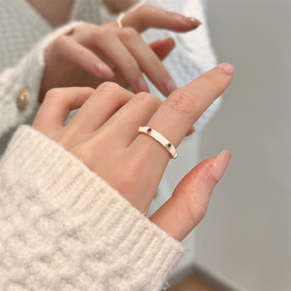 Wholesale Colorful Mother-of-pearl Enamel Butterfly Ring Open Ring Hand Jewelry ACC-RS-Yues011