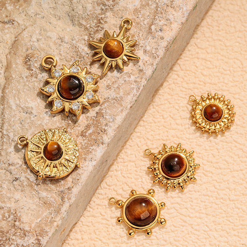 Wholesale stainless steel tiger' s eye stone jewelry pendant