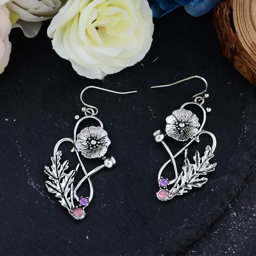 Wholesale Hollow Diamond Flower Earrings