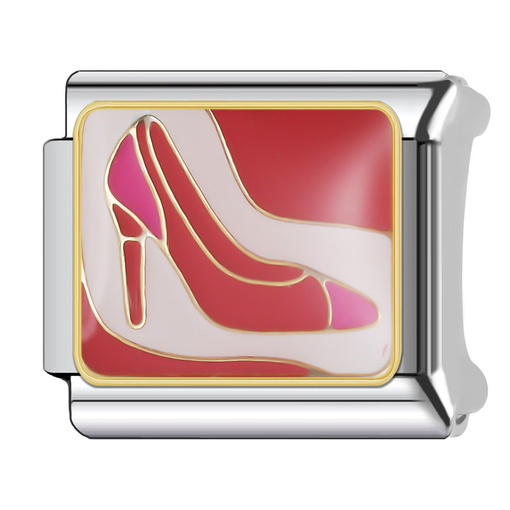 Wholesale Italian Charm Bracelet 9mm DIY Splicing Red Female Series Stainless Steel Composable Bracelet