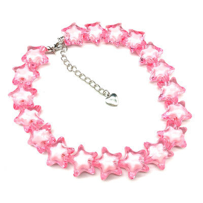 Wholesale Acrylic Beads Green Star Beaded Necklace