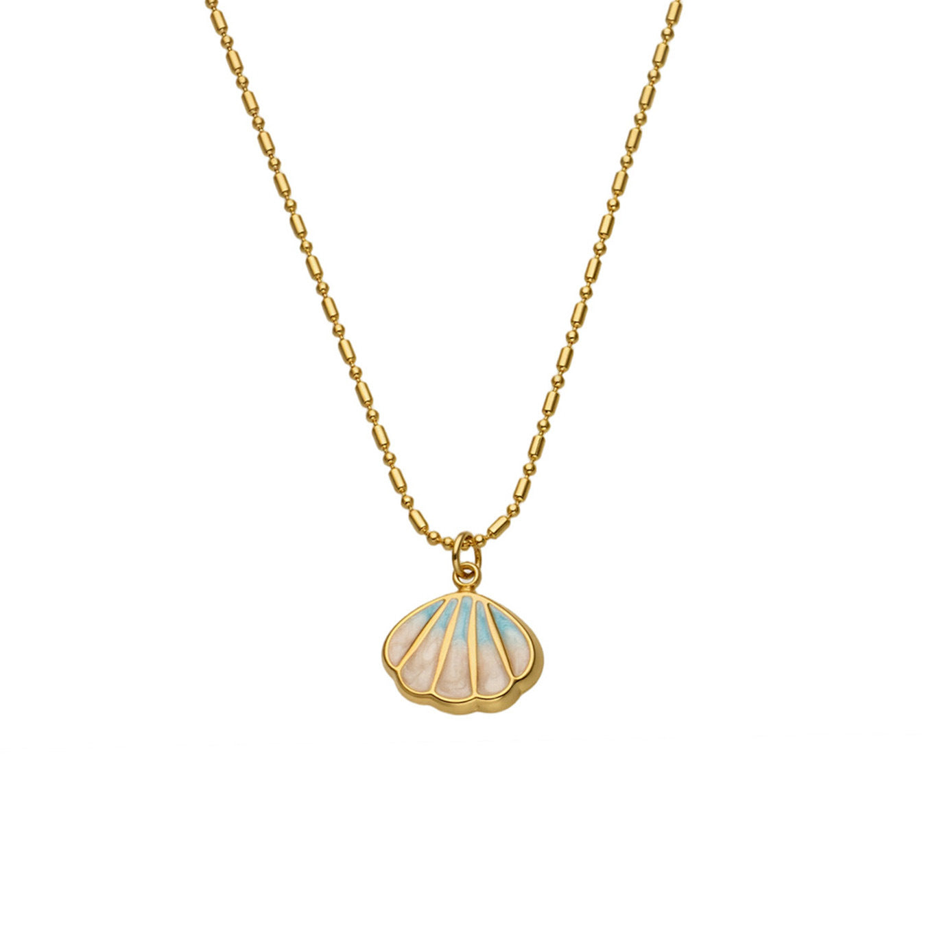 Wholesale Stainless Steel Collarbone Necklace with Shell,  Enamel,  and Faux Pearl Accents