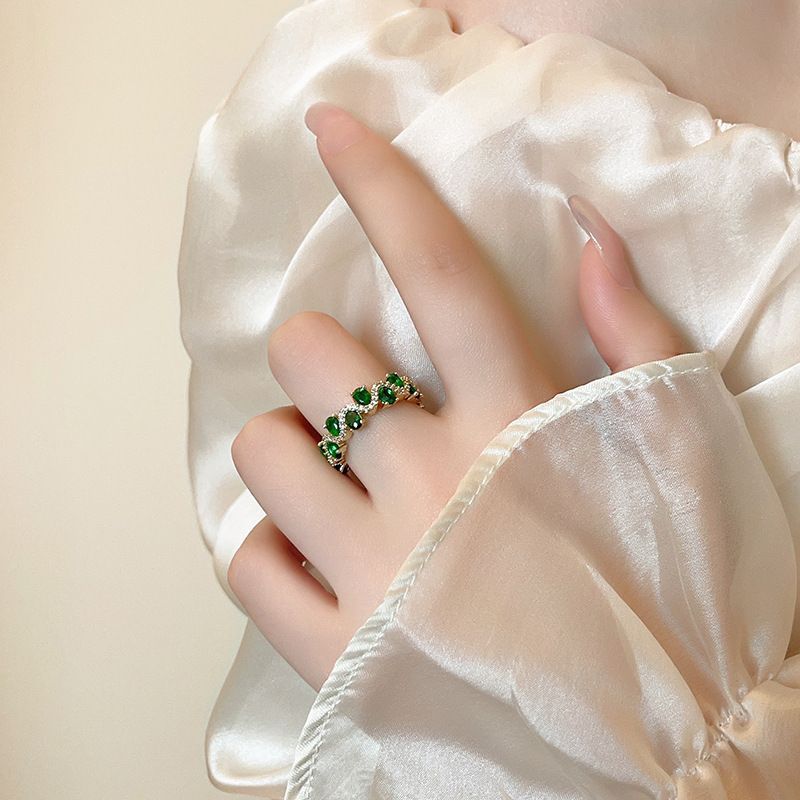 Wholesale French Retro Open Ring with Colorful Crystals Adjustable Fashion Jewelry Accessory