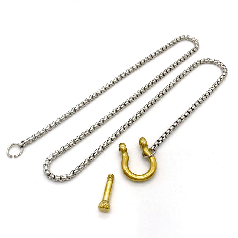 Wholesale carabiner  stainless steel square  necklace