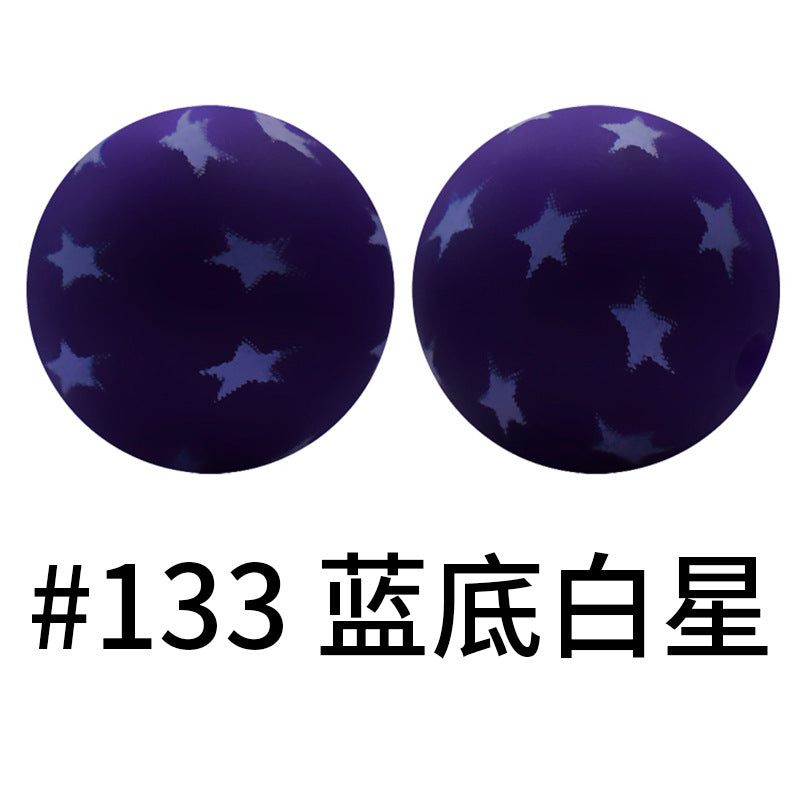 Wholesale 50pcs 15mm Western Style Leopard Skull Color Aztec Printed Silicone Balls Beads ACC-BDS-HeSheng006