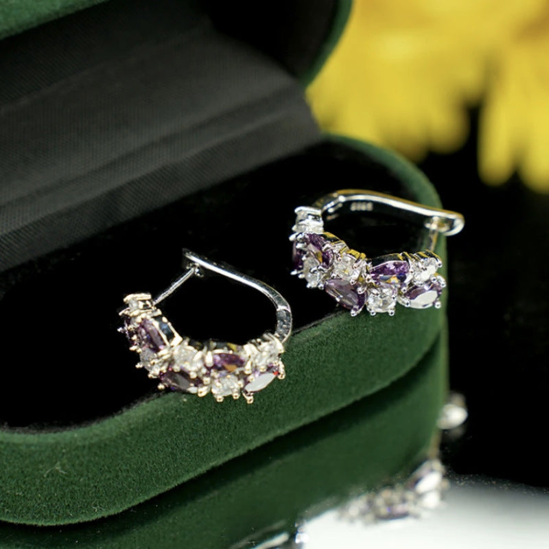 Wholesale Color zircon earrings handmade copper earrings