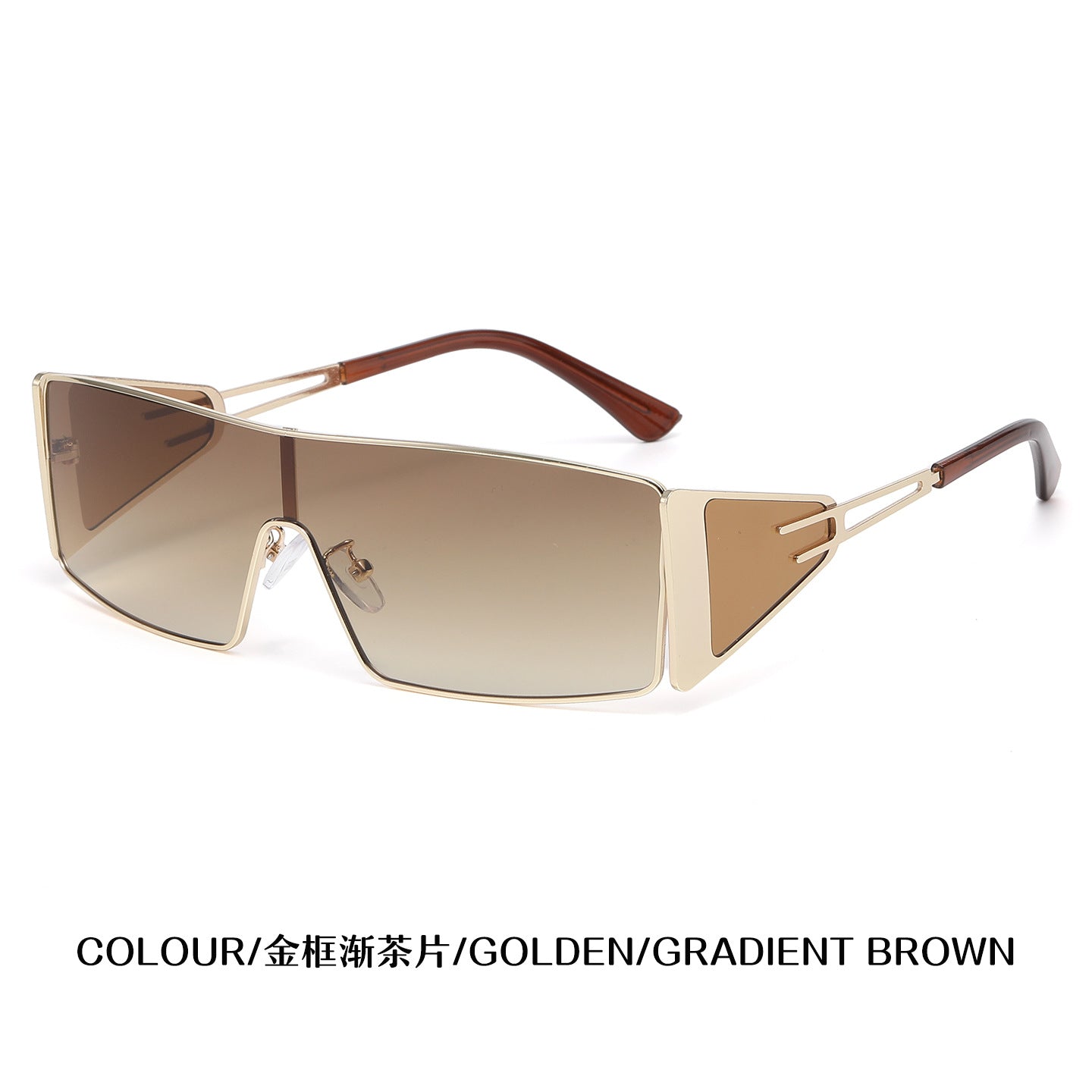 Wholesale Square One-Piece Sunglasses UV400 Black Frame Gray Lens Chic Street Style Women Fashion Accessory