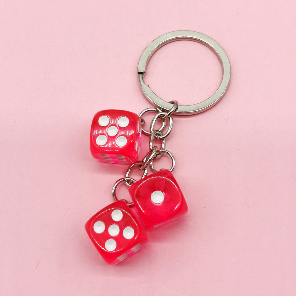 Wholesale Color Dice Keychain Pendant Resin Gift School Bag Pendant ACC-KC-DY003