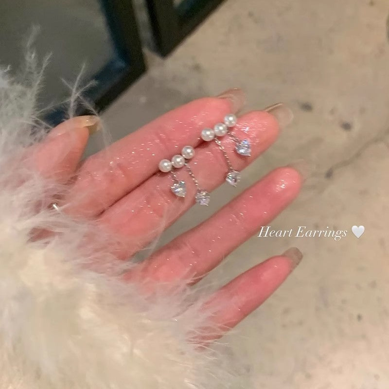 Wholesale Pearl Heart Light Luxury Earrings