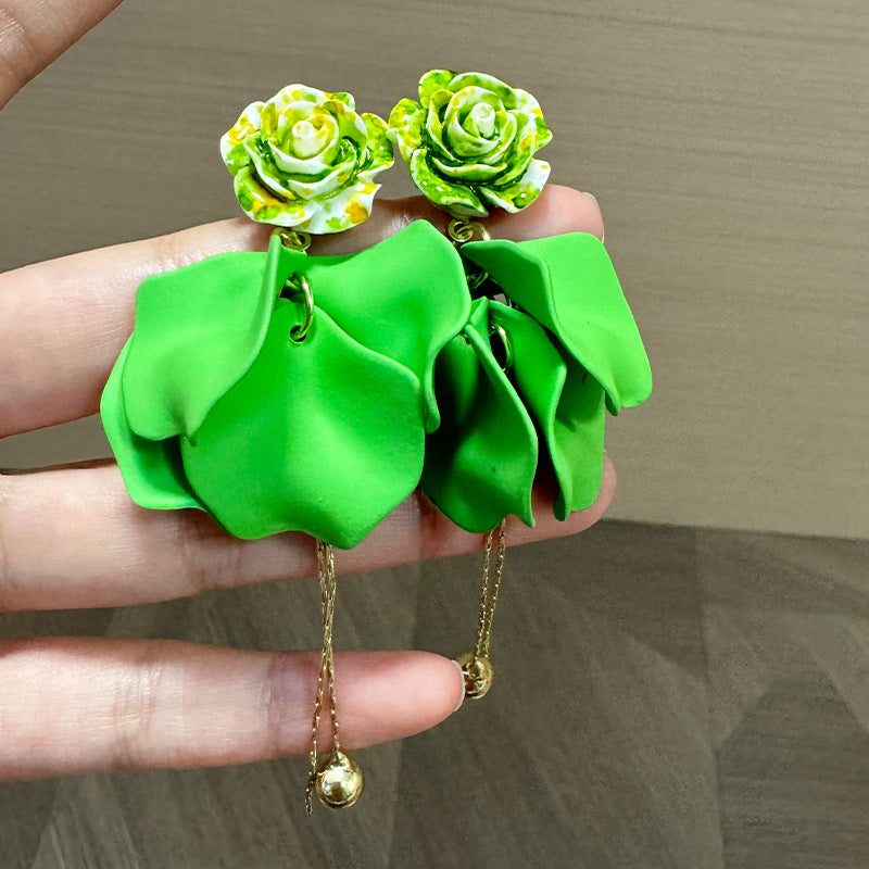 Wholesale Flower Tassel Acrylic Earrings Stylish Fashion Accessory for Boutique Resale