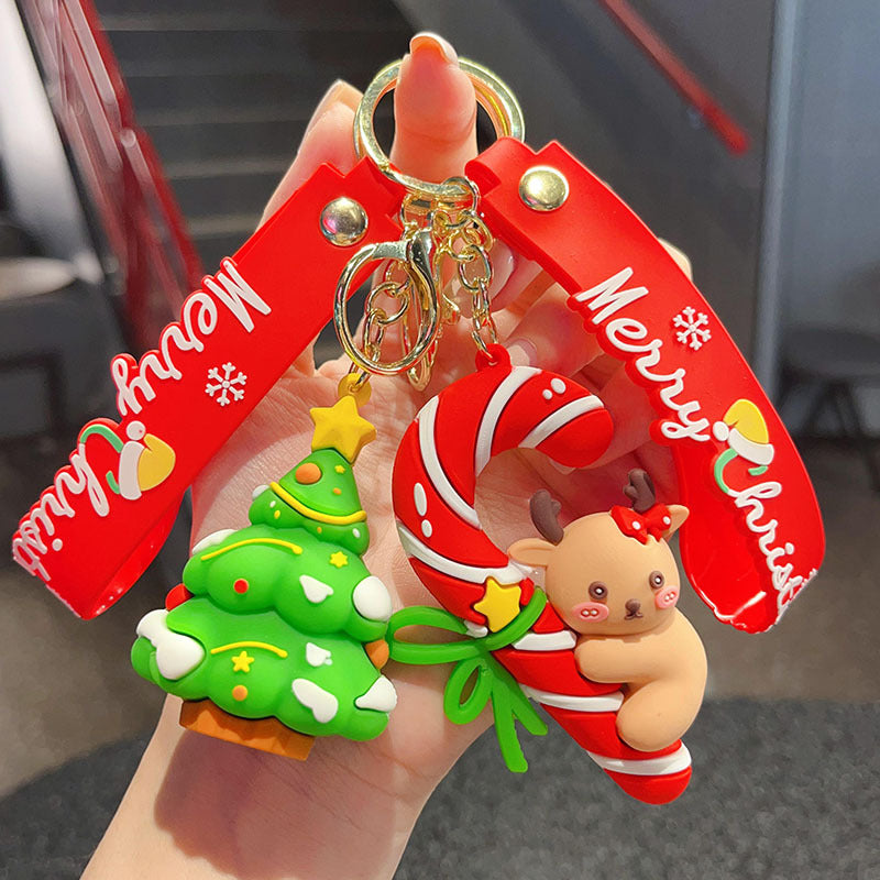 Wholesale Christmas  Keychain Cute Tree Elk Sock Pendant Car Key Accessory Gift For Men Women Boutique Resale