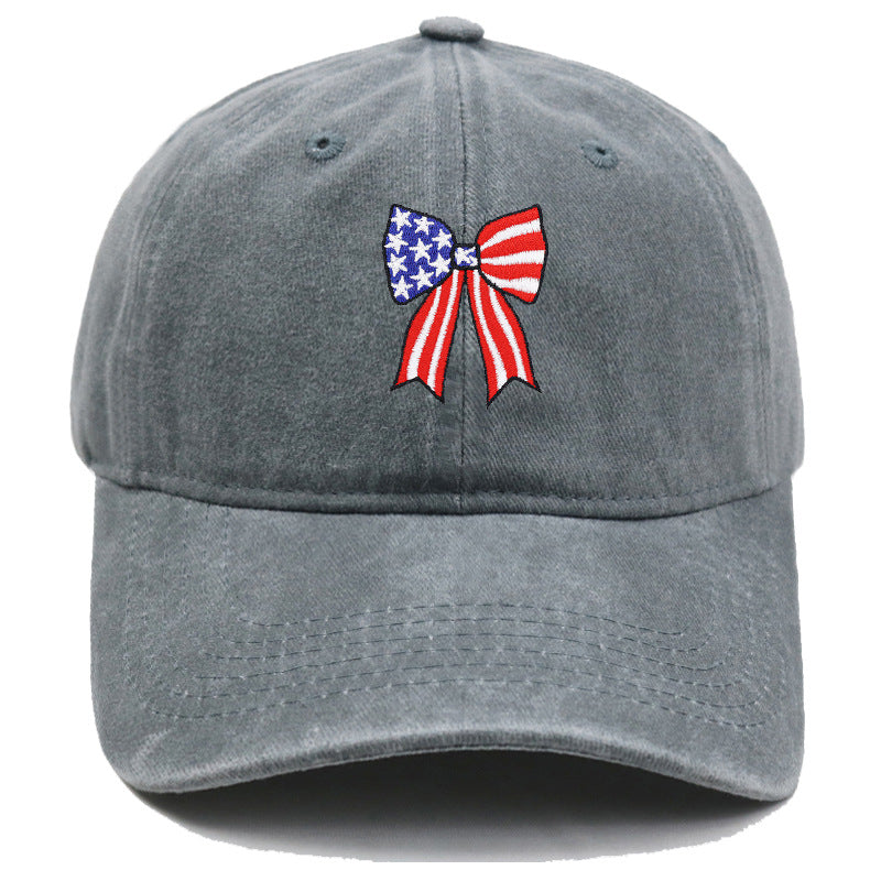 Wholesale American Independence Day flag  bow embroidered baseball cap