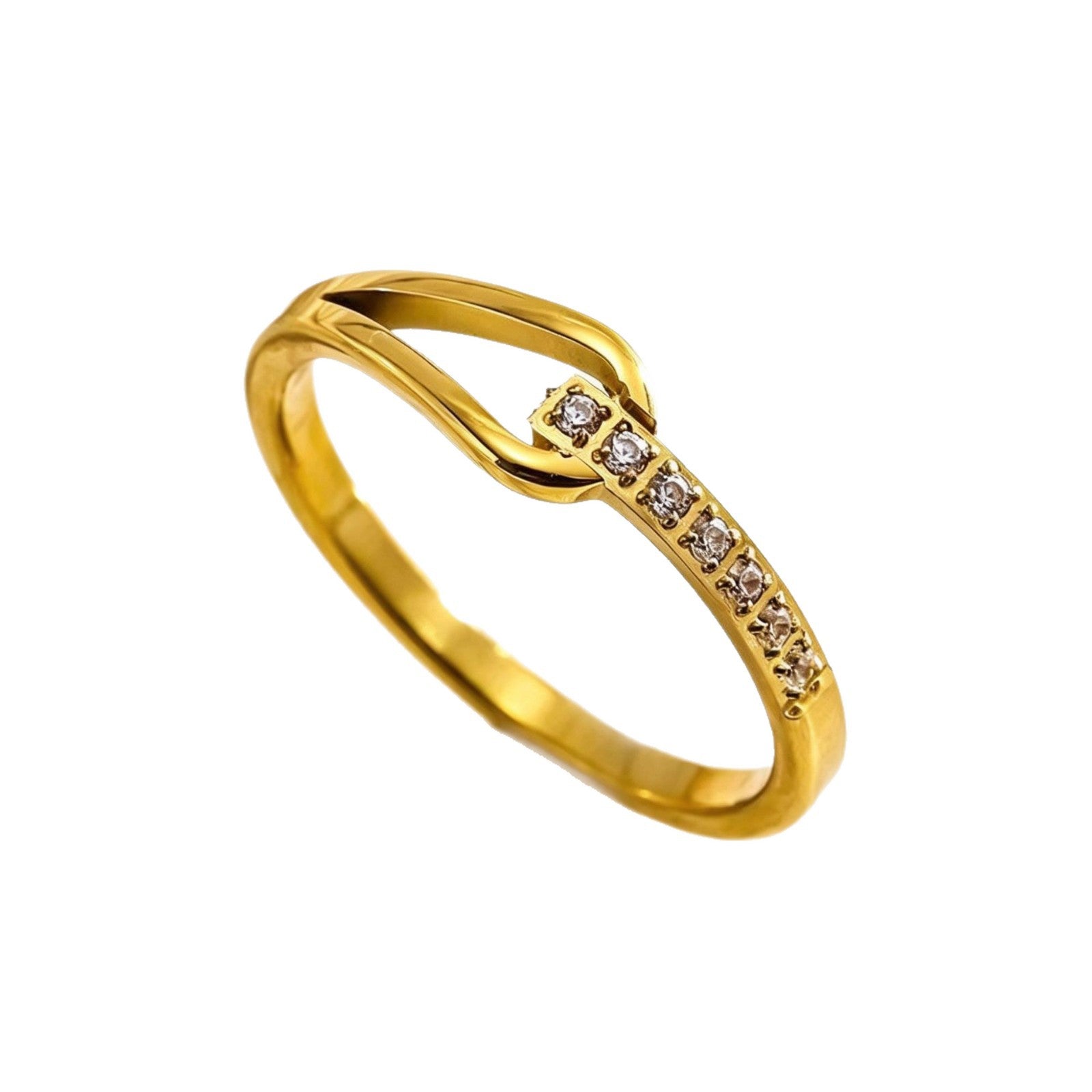 Wholesale Modern Geometric U-Shape Gold Plated Natural Zircon Ring - Fashion Accessory for Resale