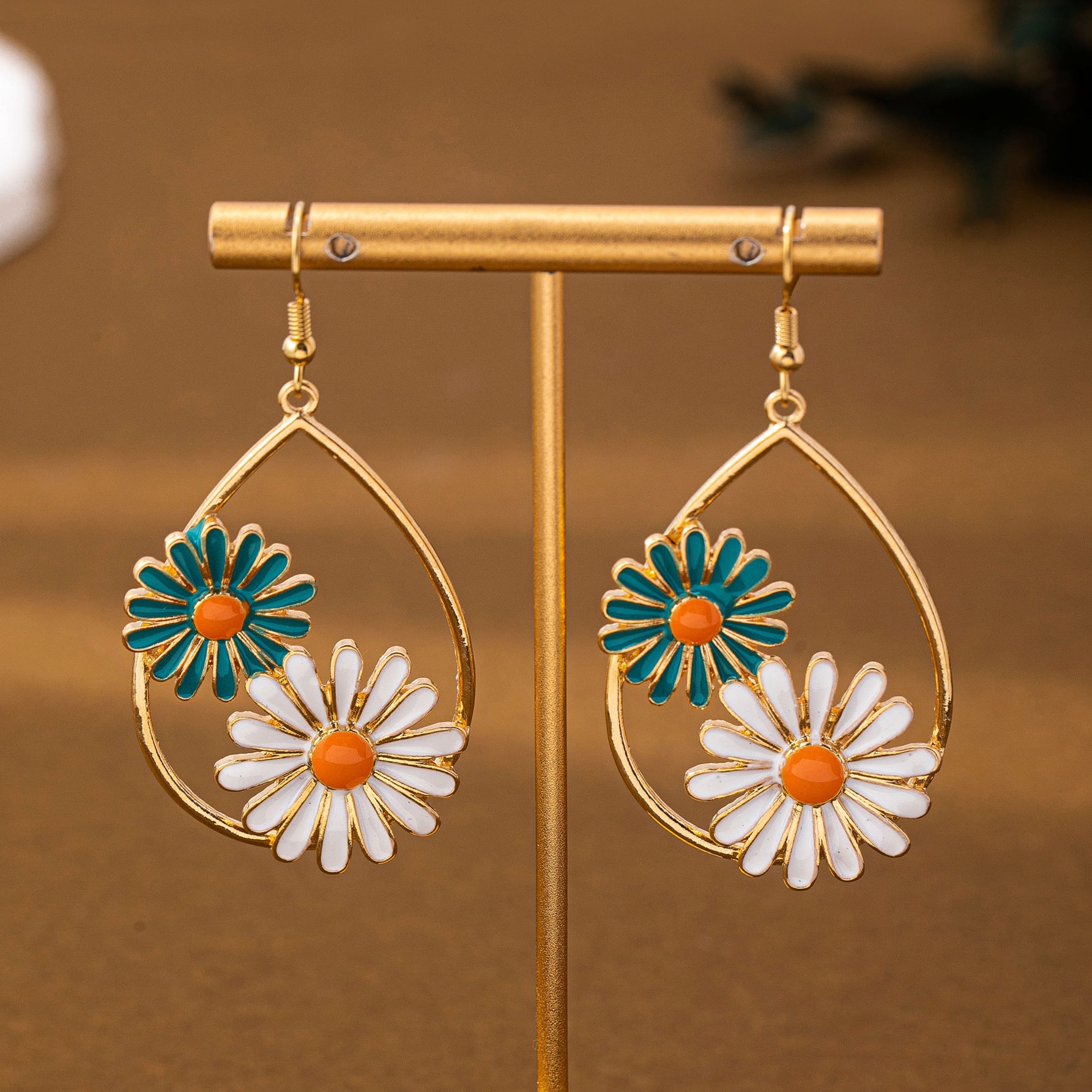 Wholesale Trendy Flower Earrings For Women Alloy Electroplated Fashion Accessory Everyday Wear Beach Vacation Jewelry