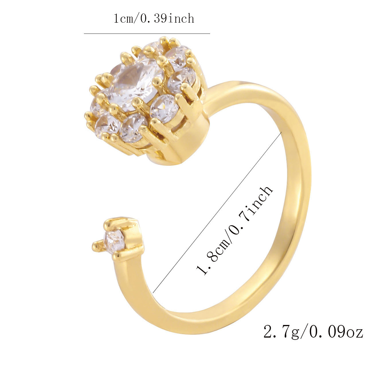 Wholesale Gold Plated Adjustable Rotating Ring Star Moon Zircon Women' s Fashion Jewelry Gift