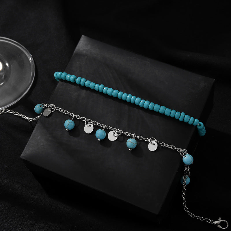 Wholesale combination anklet retro Bohemian turquoise anklet