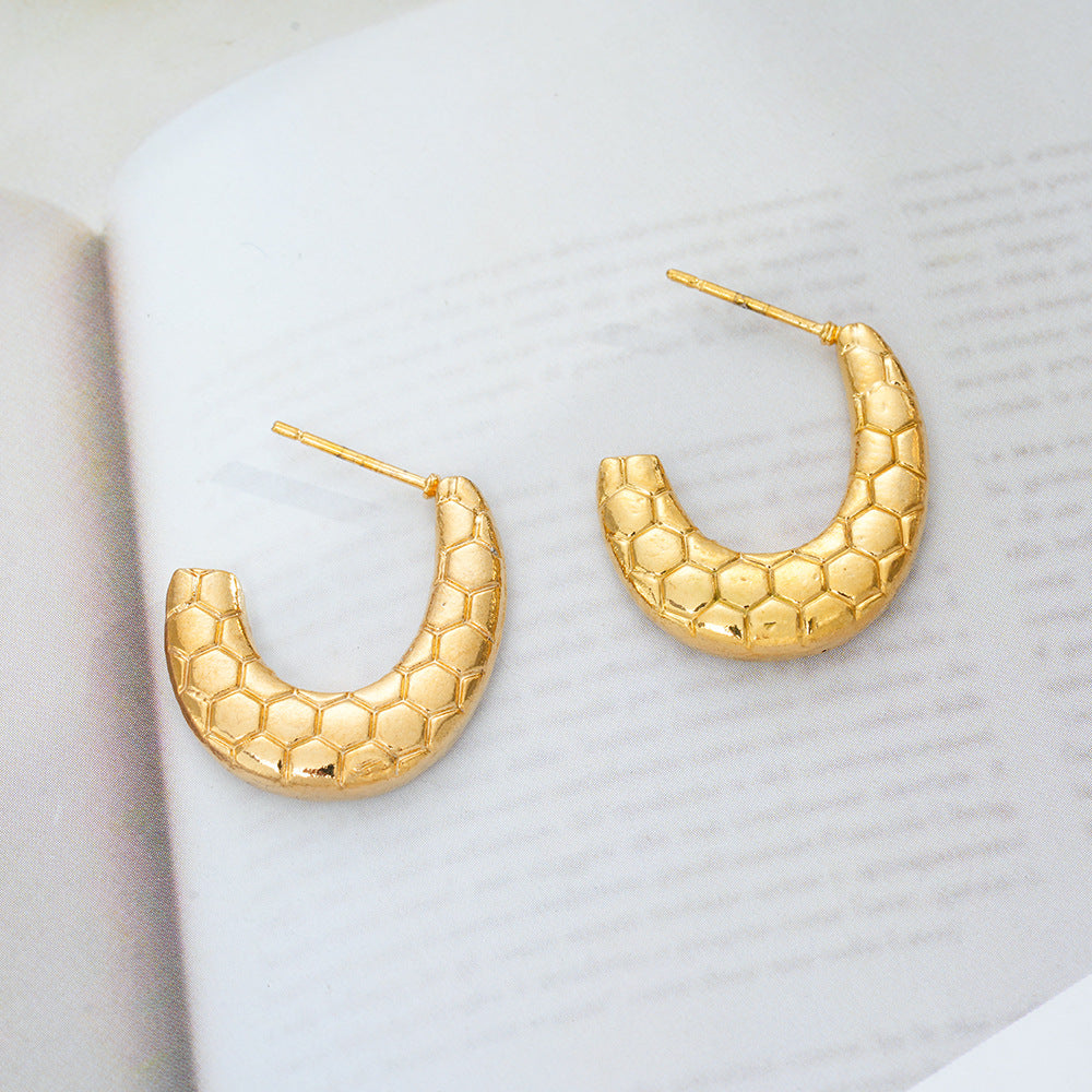 Wholesale Geometric 18K Gold Plated Titanium Steel Earrings - Chic Fashion Accessory for Women,  Gift or Boutique Resale