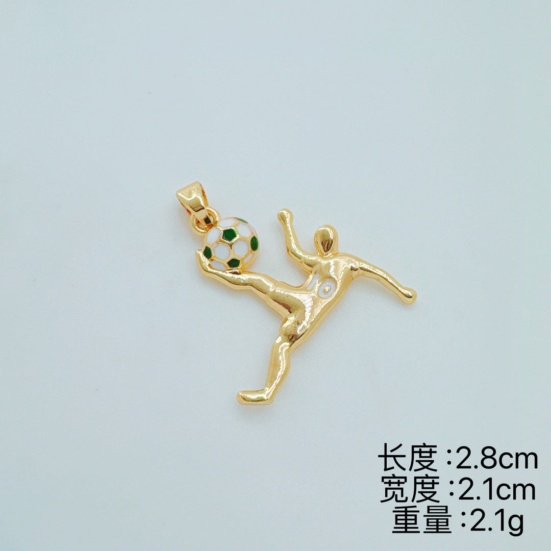 Wholesale Gold Plated Copper Football Pendant Necklace