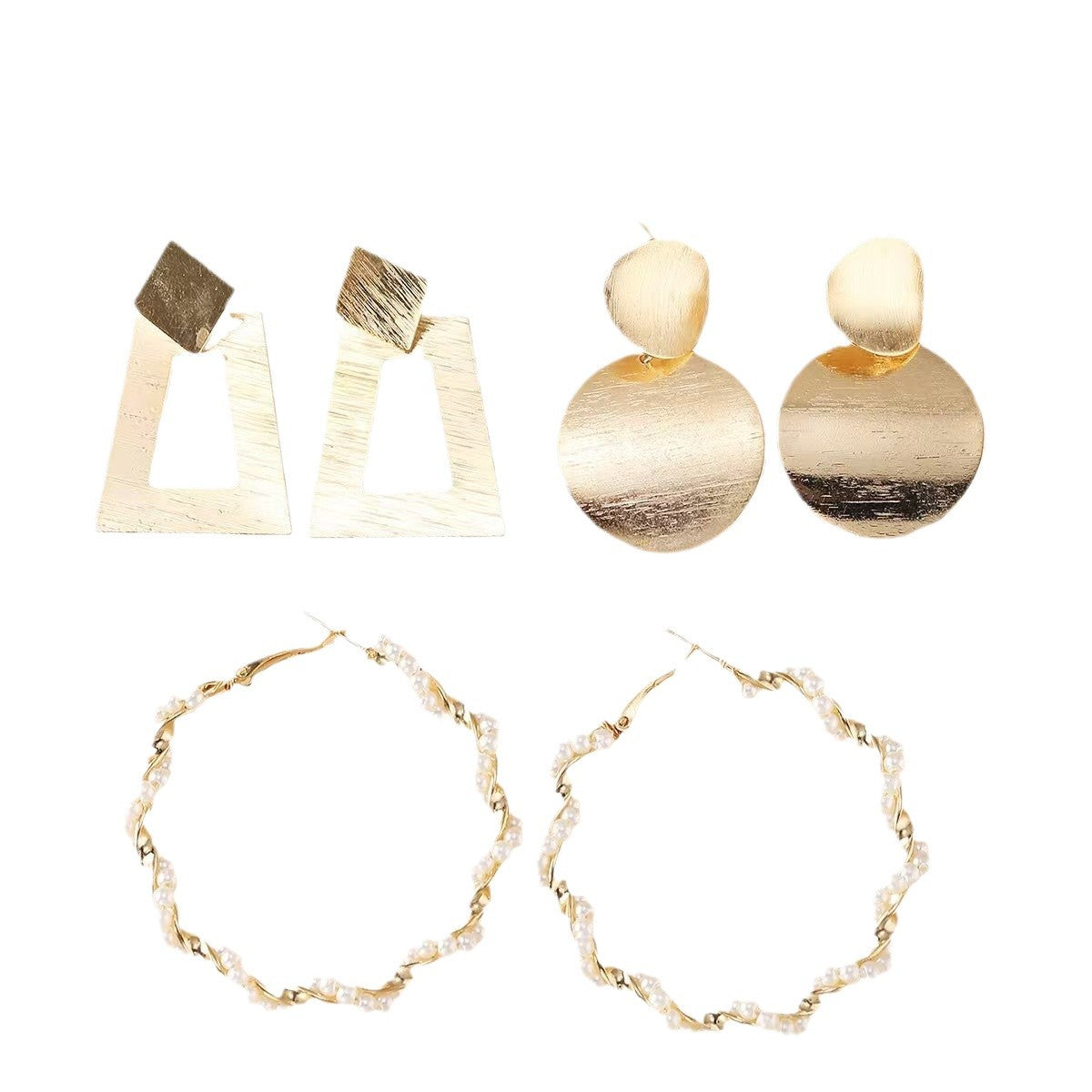 Wholesale Gold Pearl Earrings Set Metal Earrings Heart-Shaped Butterfly Earrings