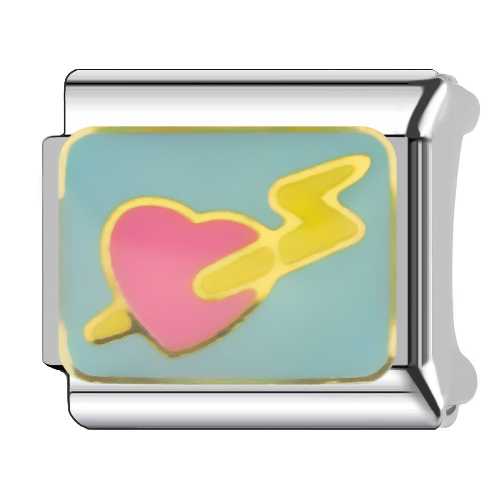 Wholesale Heart-Shaped Italian Module Bracelet Stainless Steel Dripping Oil Fashion Jewelry Accessory Gift