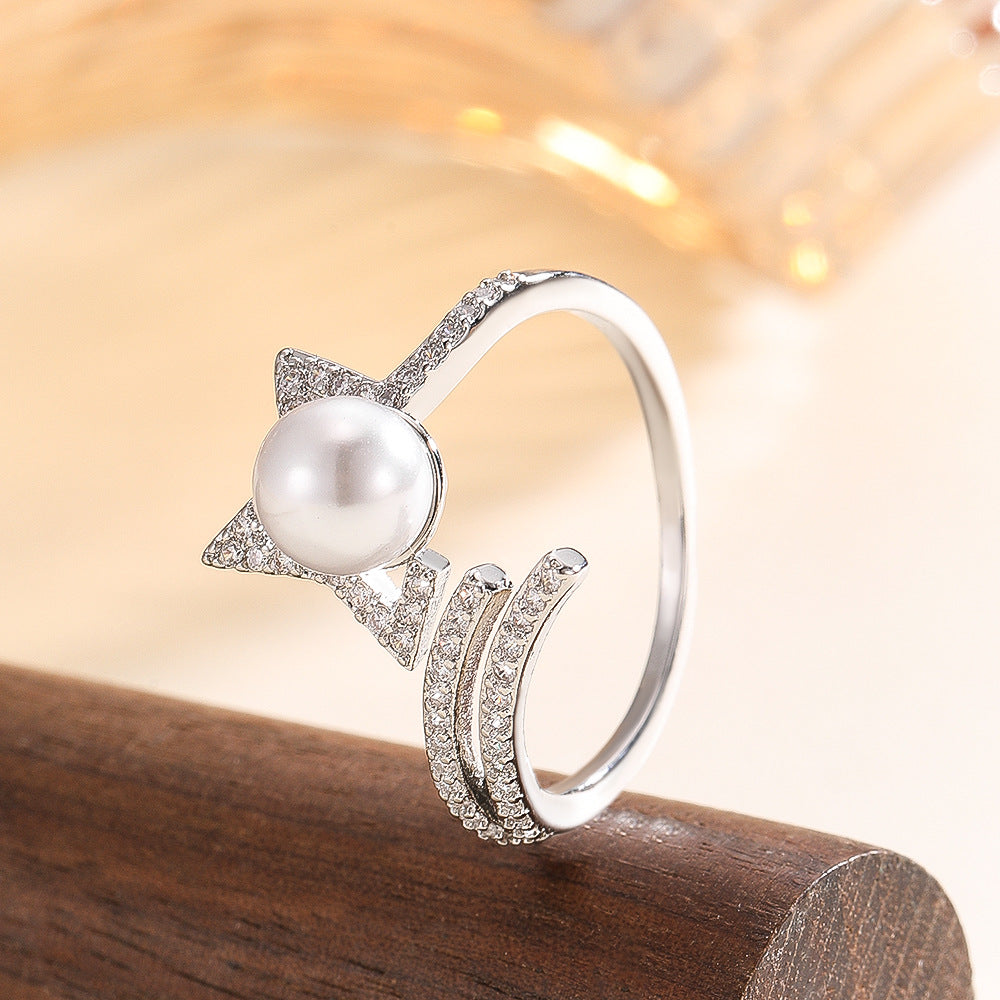 Wholesale Star Shaped Adjustable Zircon Ring Stylish Jewelry Accessory For Women Everyday Wear And Gift Boutique Resale