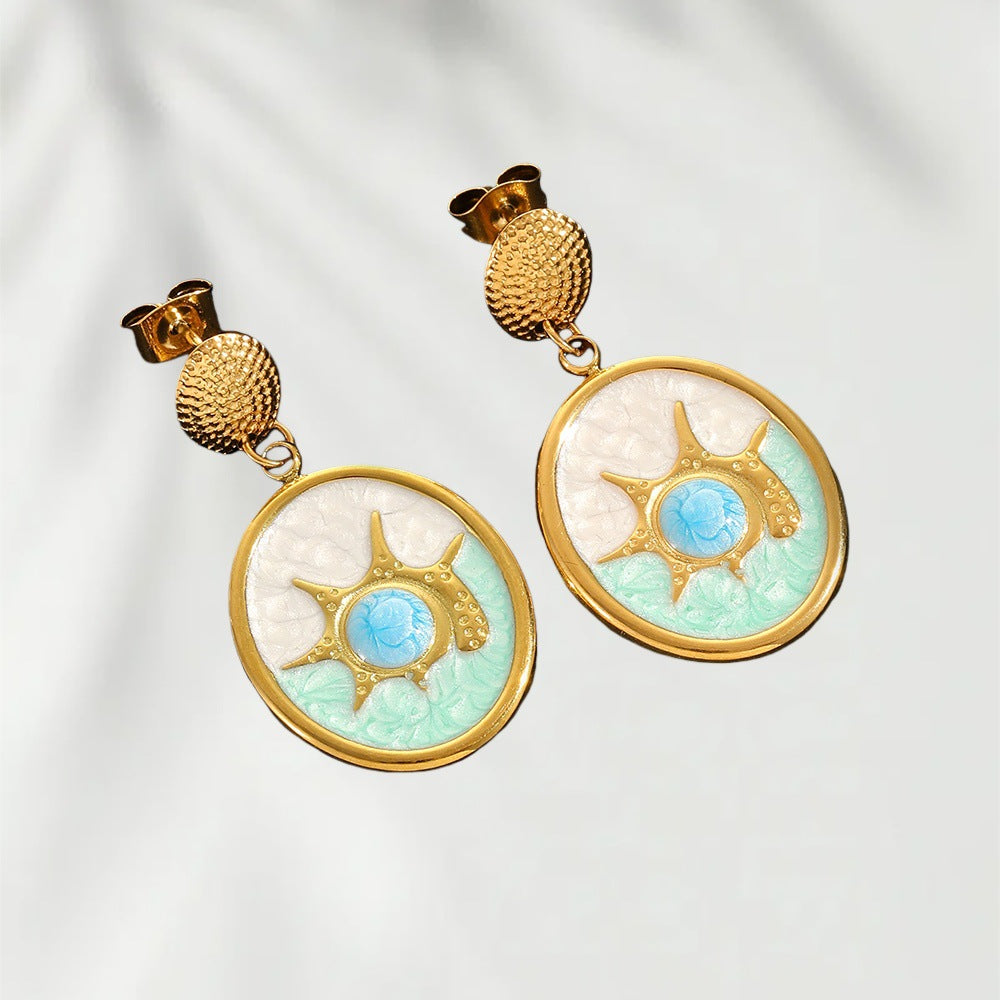 Wholesale Stainless steel marine series seashell earrings