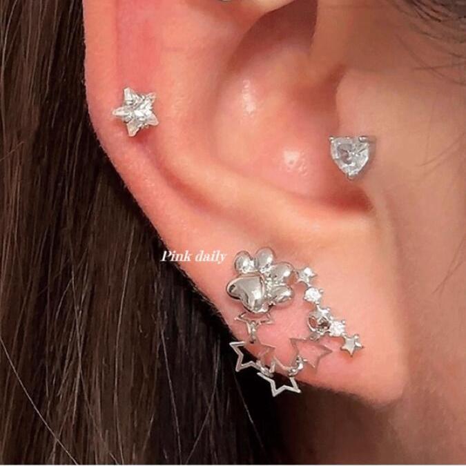 Wholesale cat claw star chain ear bone stud double earrings