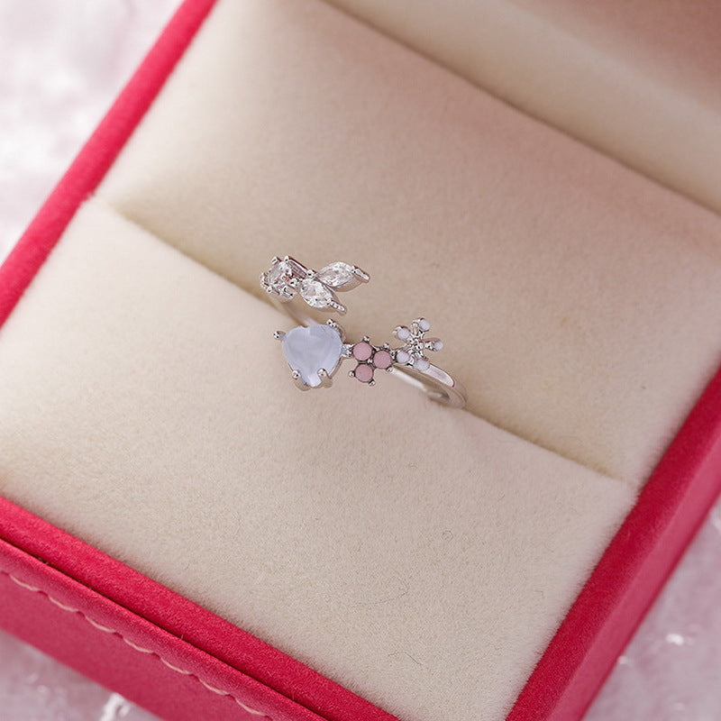 Wholesale Micro-set Love Flower Open Ring Sparkling Diamond Zircon Ring ACC-RS-Gangm002