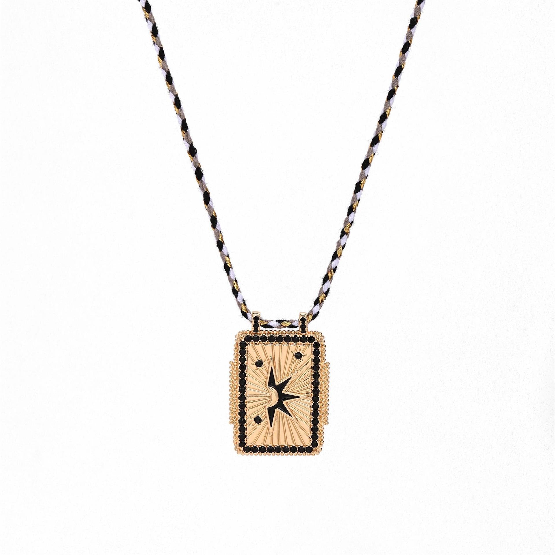 Wholesale  Square Brand Bohemian Art Retro Style Tarot Necklace