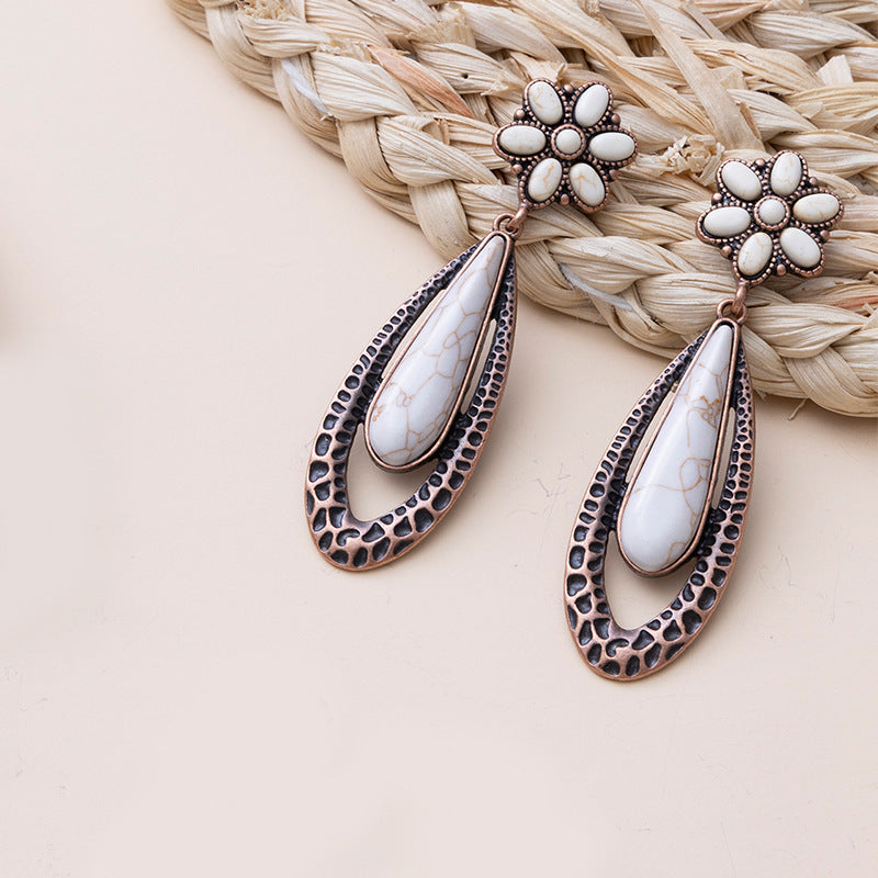Wholesale Turquoise Flower Vintage Bohemian Earrings
