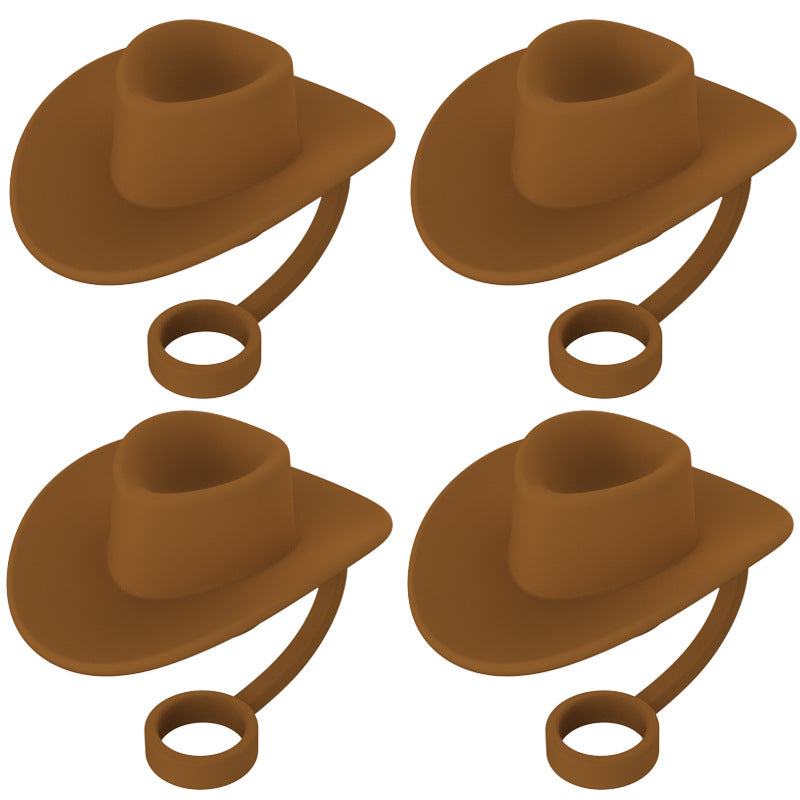 Wholesale Western Style Cowboy Hat Silicone Straw Tube Cap 6-10mm Straw Decoration Straw Cover ACC-SCR-HuaYi001