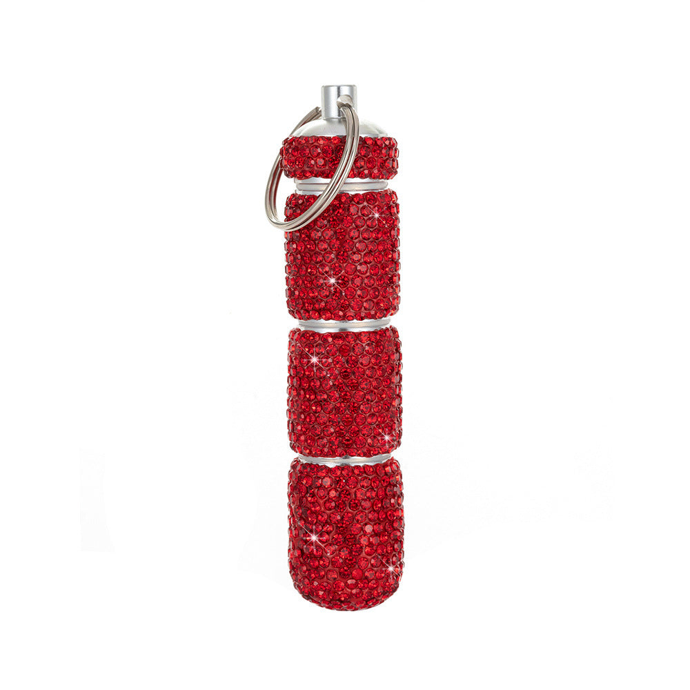 Wholesale Rhinestone Three Section Mini Medicine Bottle Aluminum Alloy Keychain ACC-KC-ZW001