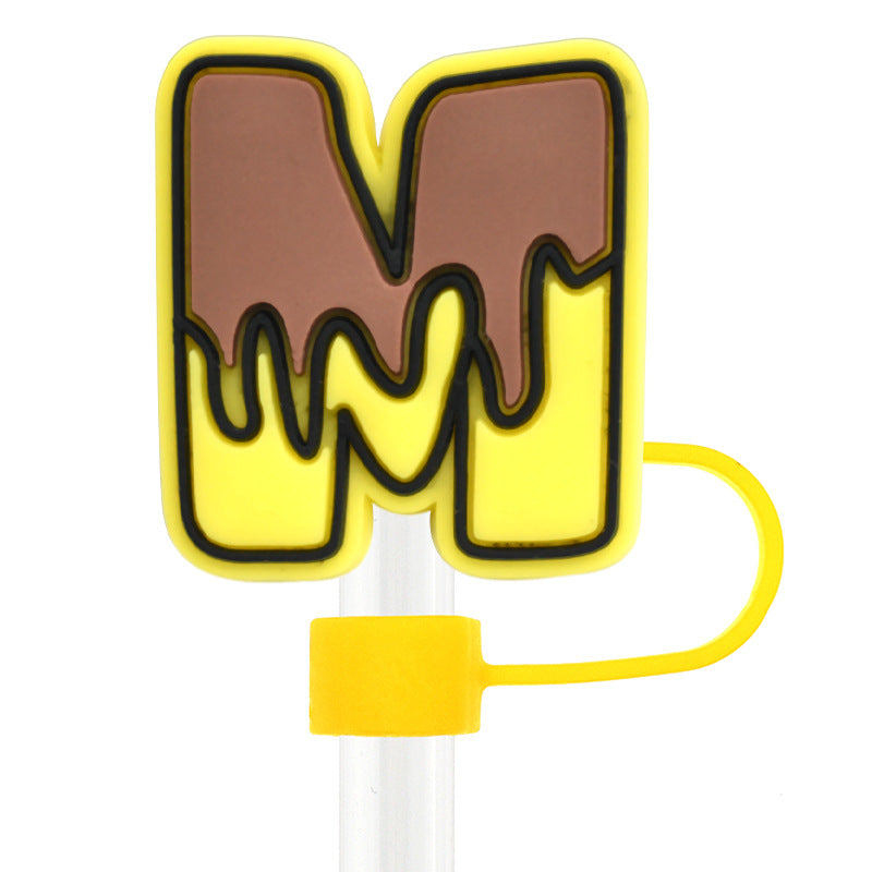 Wholesale Random 100pcs Bee Letters 10mm Straw Tube Cap ACC-SCR-RYY068