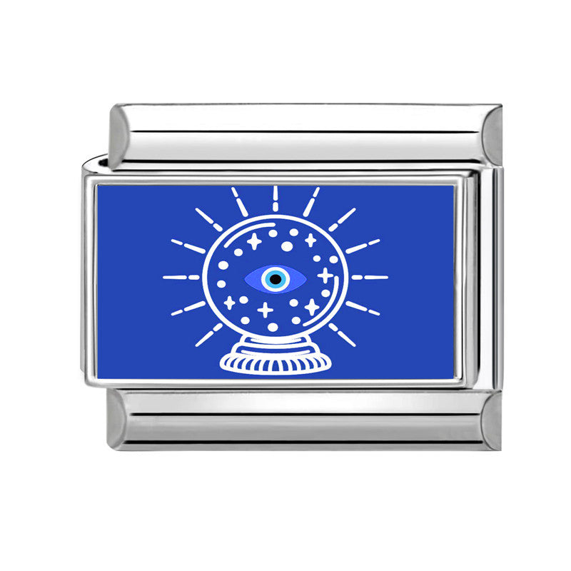 Wholesale 9mm Italian Charm Starter Bracelets Blue series DIY square Single Section Creative Stainless Steel Composable Bracelet