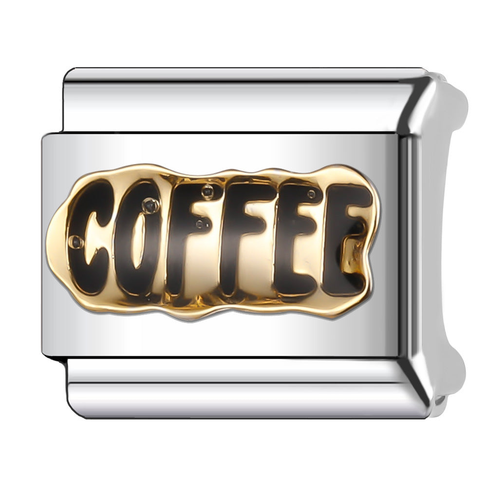 Wholesale Italian Charm Bracelet 9mm DIY Splicing English Retro Series Stainless Steel Composable Bracelet