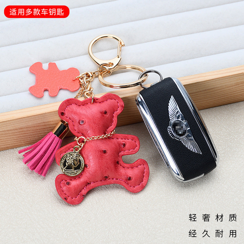 Wholesale Chic White Leather Bear Keychain - Decorative Bag Charm &  Car Key Accessory