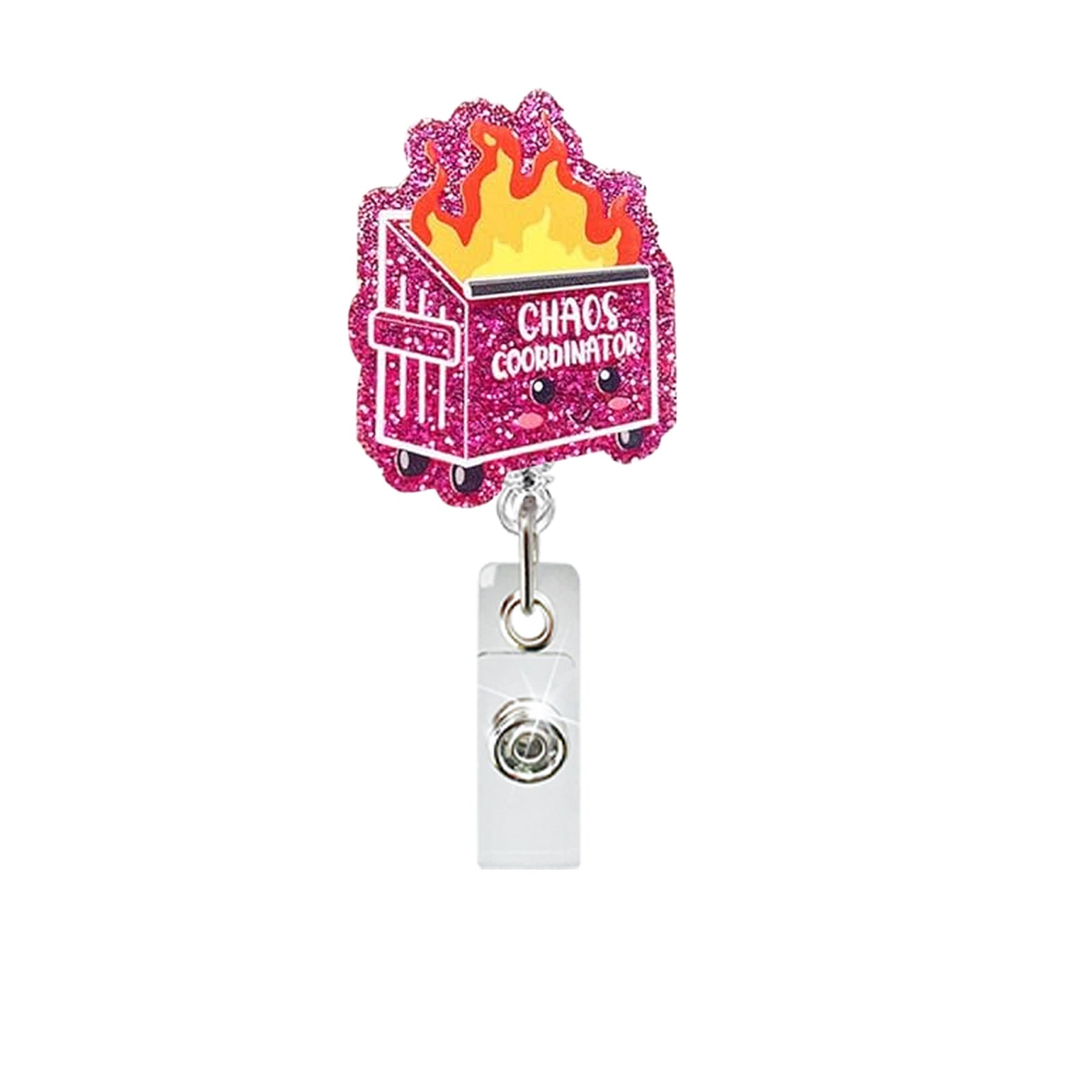 Wholesale Fun Cartoon Acrylic Badge Reel Retractable ID Card Holder Keychain Accessory