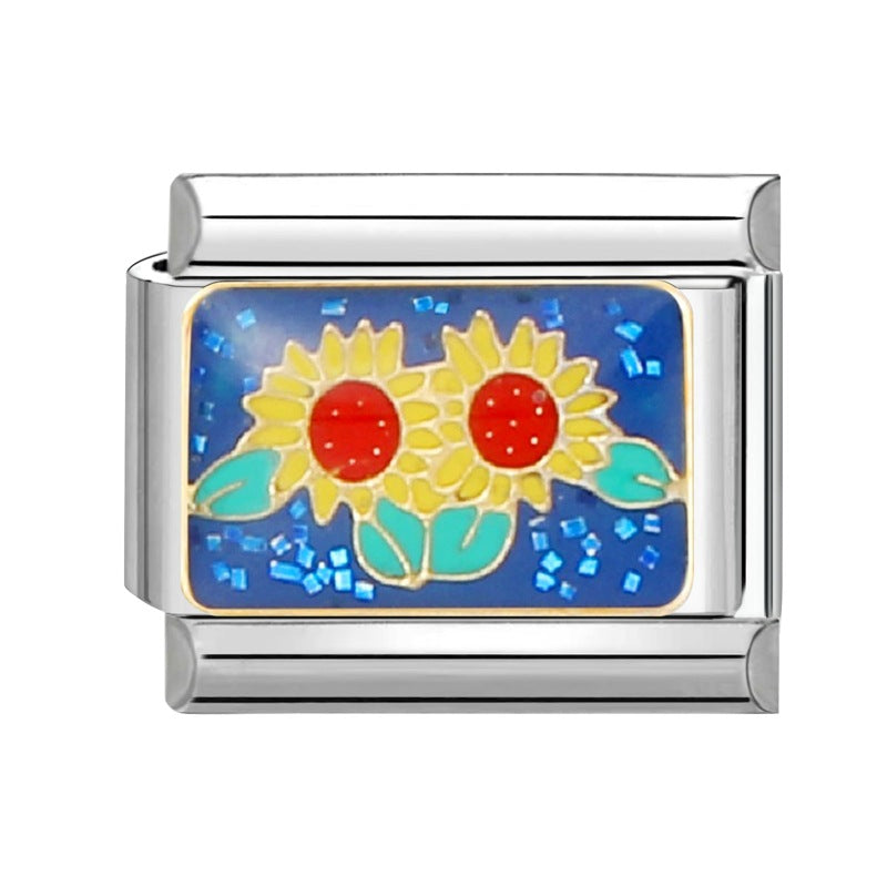 Wholesale Italian Charm Bracelet 9mm DIY Splicing Creative Pattern Stainless Steel Composable Bracelet