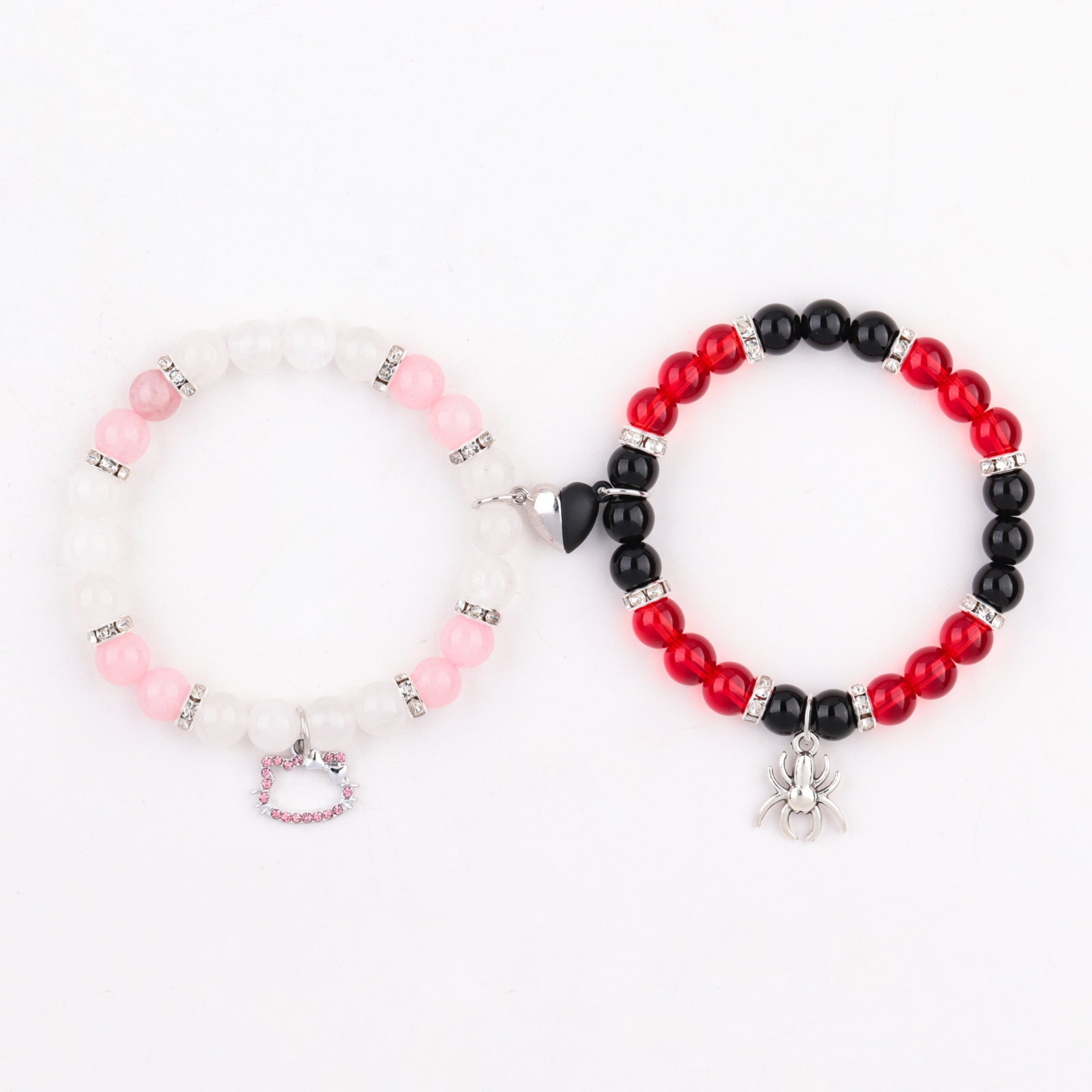 Wholesale Couple bracelet love heart magnetic suction buckle natural opal beaded bracelet